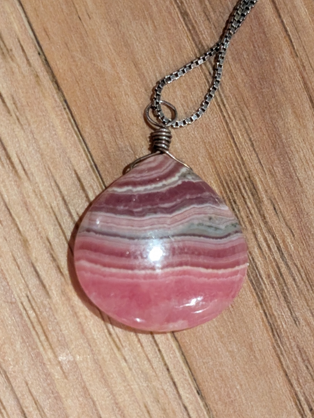 Pink Agate Teardrop Stone Pendant Necklace And Earrings Set 925 Silver